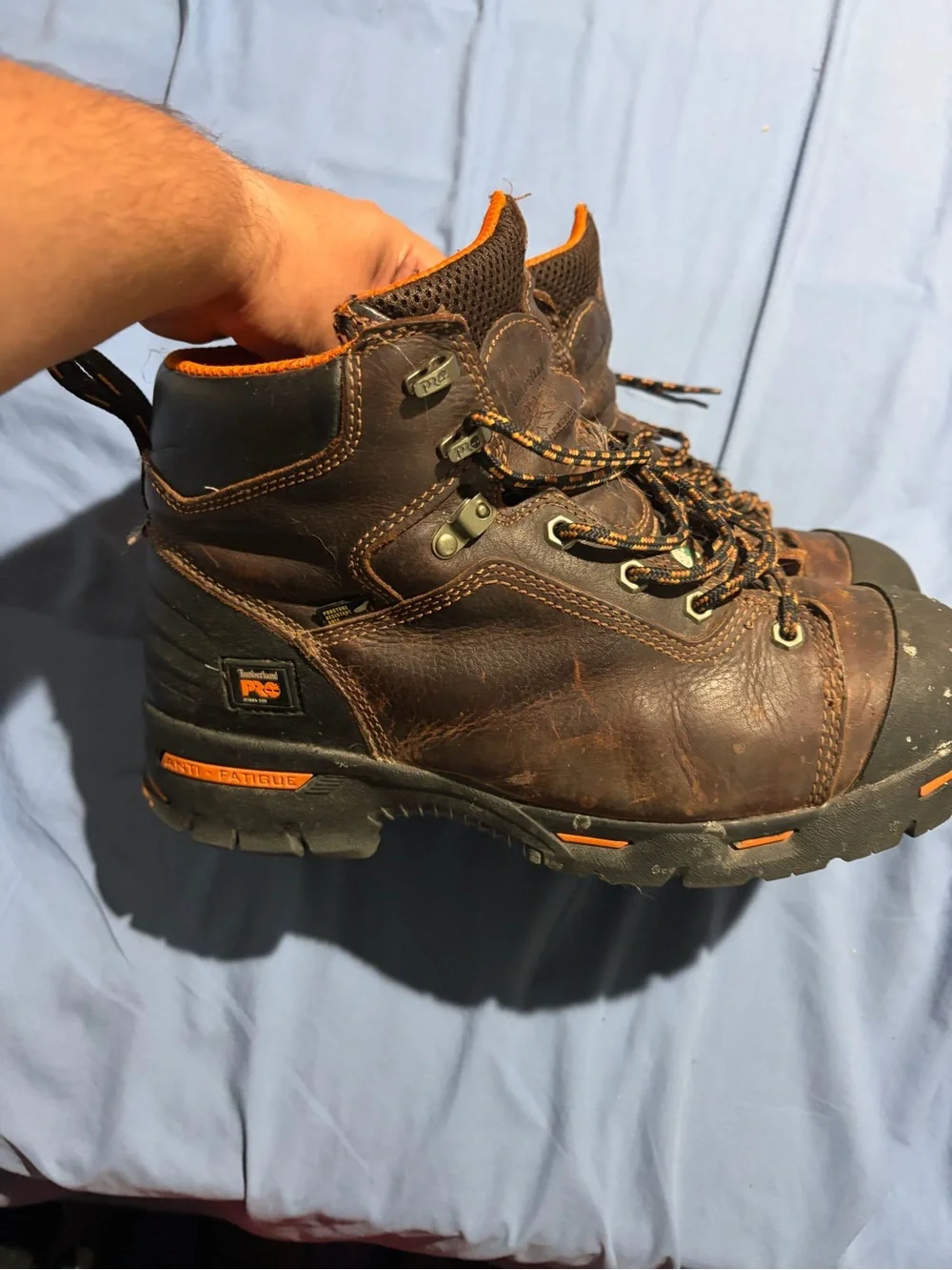 Timberland Brown Work Boots with Orange Interior